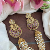 Red Bridal Jada Billai with Pearl Maatil-Bun Billai-G13063